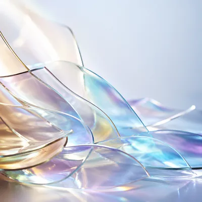 Iridescent Glass Wave Abstract Background