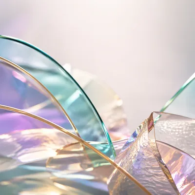 Iridescent Glass Abstract Background with Soft Light