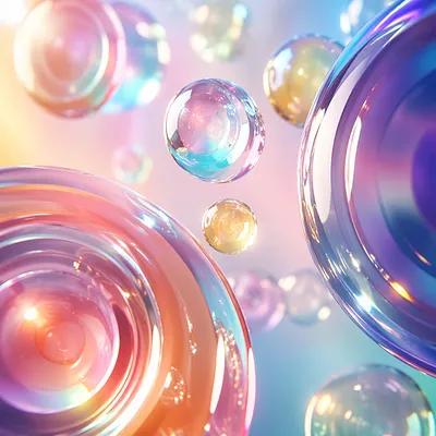 Iridescent Glass Spheres Pastel 3D Background