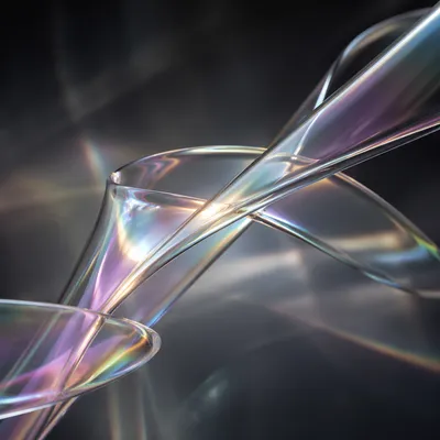 Iridescent Glass Ribbons on Charcoal Background