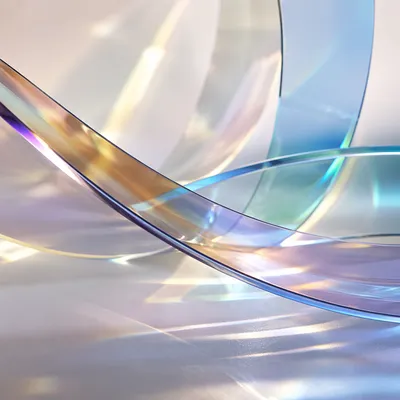 Iridescent Glass Ribbons in Soft Light
