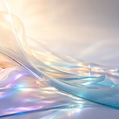 Iridescent Glass Waves on Studio Surface