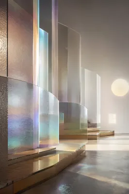 Iridescent Glass Corridor Abstract Background