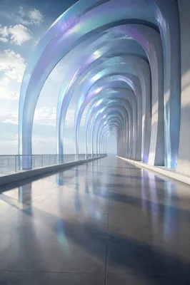 Iridescent Glass Corridor Abstract Background