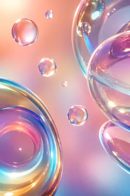 Iridescent Glass Bubbles Pastel Abstract Background