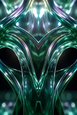 Iridescent Emerald Glass Abstract Symmetry