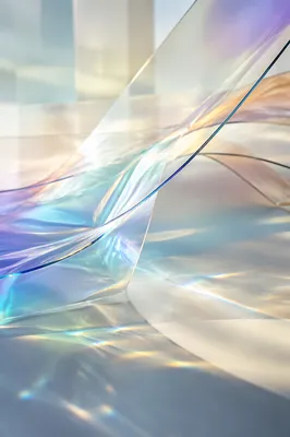Iridescent Glass Ribbons in Soft Light