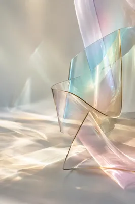 Iridescent Glass Ribbons in Serene Light