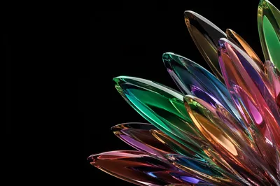 Iridescent Glass Flowerburst on Black