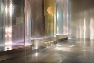 Iridescent Glass Corridor Abstract Background
