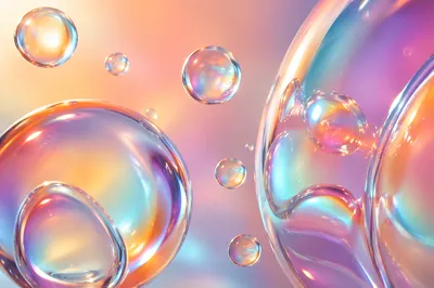 Iridescent Glass Spheres Pastel Abstract Background