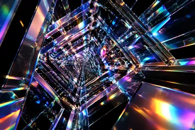 Iridescent Glass Prism Tunnel Background