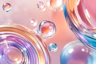 Iridescent Glass Spheres Abstract Pastel Background