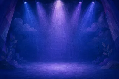 Empty Stage in Blue Purple Light