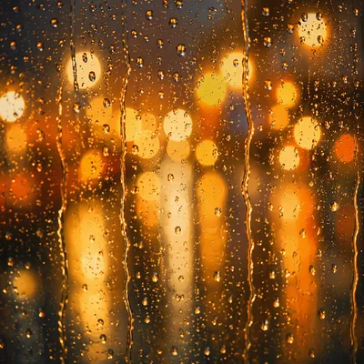 Golden Rain Droplets with Cream Bokeh