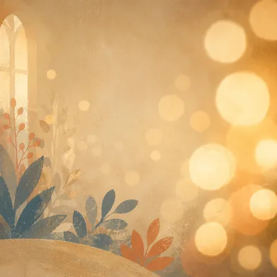 Warm Gold Cream Bokeh Chapel Background