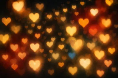 Golden Heart Bokeh Lights Background