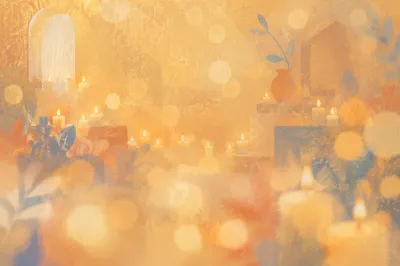 Warm Gold and Cream Bokeh Background