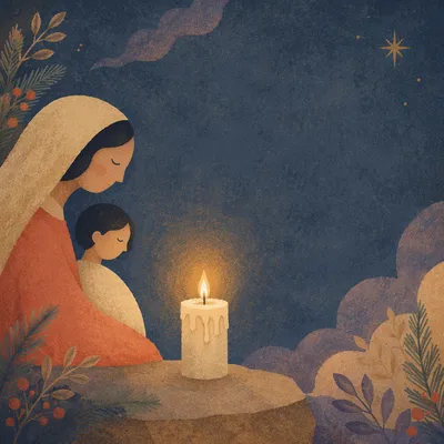 Advent Candle Glow on Purple Background