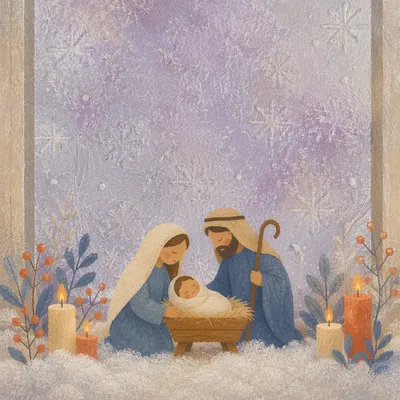 Advent Candle Glow on Purple Background