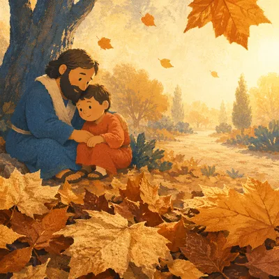 Golden Autumn Leaves in Warm Woodland Light
