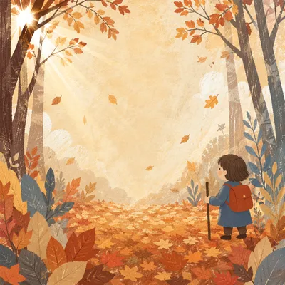 Golden Autumn Leaves in Warm Woodland Light