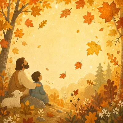 Golden Autumn Leaves in Warm Woodland Light
