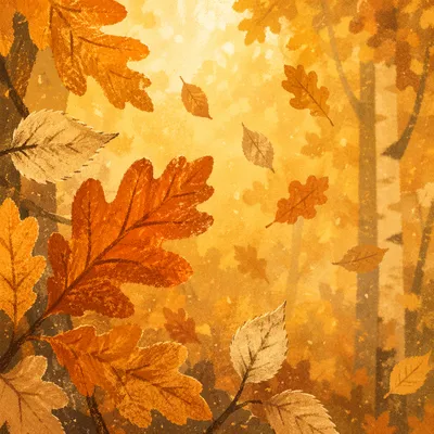 Golden Autumn Leaves in Warm Forest Light