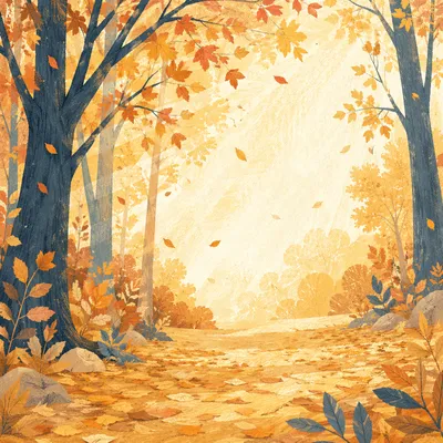 Golden Autumn Woodland Path in Warm Light