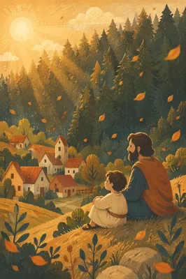 Golden Autumn Leaves Over Quiet Hillside