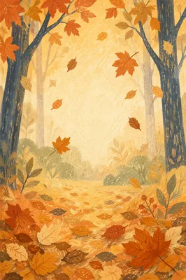 Golden Autumn Leaves Woodland Background