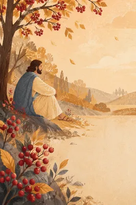 Golden Autumn Berries Woodland Background