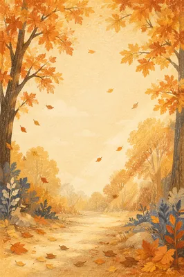 Golden Autumn Leaves Woodland Path Background
