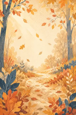 Golden Autumn Leaves in Warm Woodland Light