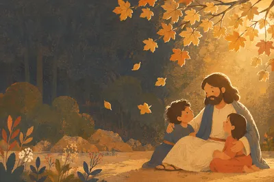 Golden Autumn Leaves in Warm Woodland Light