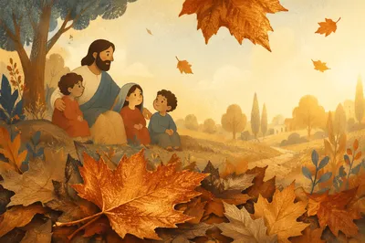 Golden Autumn Leaves in Warm Light
