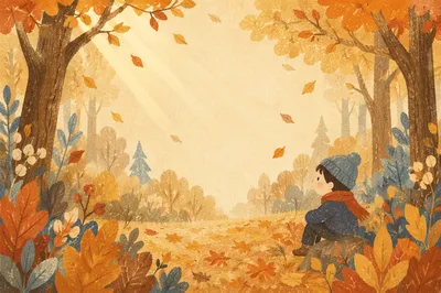 Golden Autumn Leaves Woodland Background