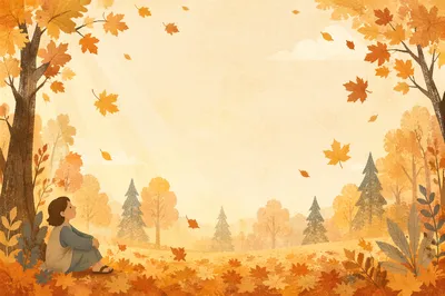 Golden Autumn Leaves Woodland Background