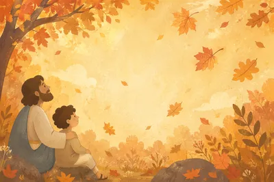 Autumn Leaves Falling in Golden Light