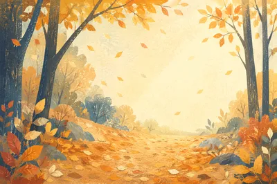 Golden Autumn Woodland Path Background