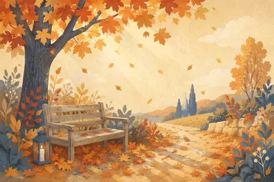 Golden Autumn Prayer Garden Background