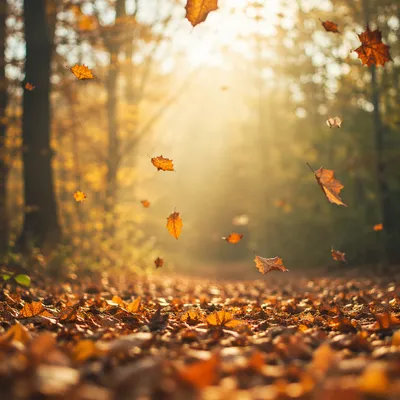 Golden Autumn Leaves Woodland Background