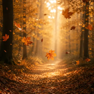 Golden Autumn Leaves in Peaceful Grove
