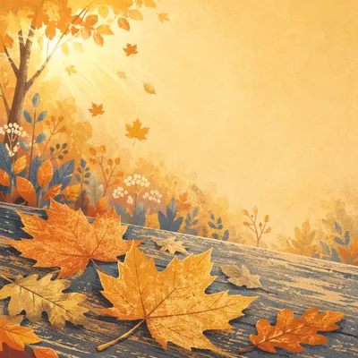 Golden Autumn Leaves Background with Text Space