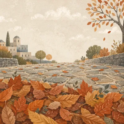 Golden Autumn Leaves Text Space Background