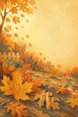 Golden Autumn Leaves Background with Text Space