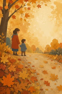 Golden Autumn Leaves Background with Copy Space