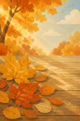 Golden Autumn Leaves Background with Text Space