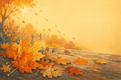 Golden Autumn Leaves Background with Text Space