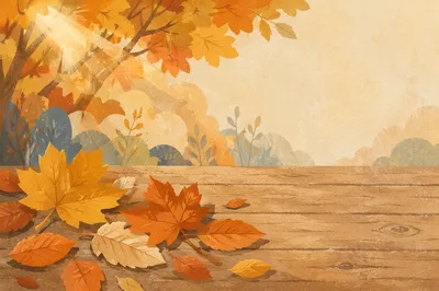 Golden Autumn Leaves Background with Text Space